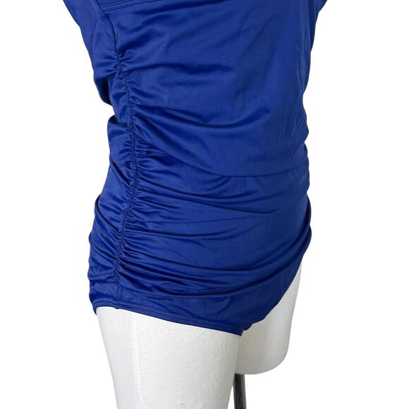 Victorias Secret The Forever One Piece Navy Blue Swimsuit Ruched Halter Large - Picture 4 of 5